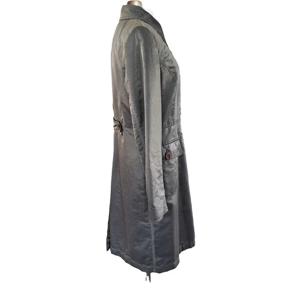 MOSCHINO Vintage Y2K Metallic Trench Coat Tiger Lining Medium Rare Luxury Glam - Picture 5 of 14